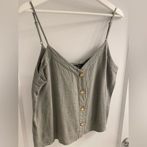 Abercrombie camisole, linen/viscose, khaki, adjustable straps, size L